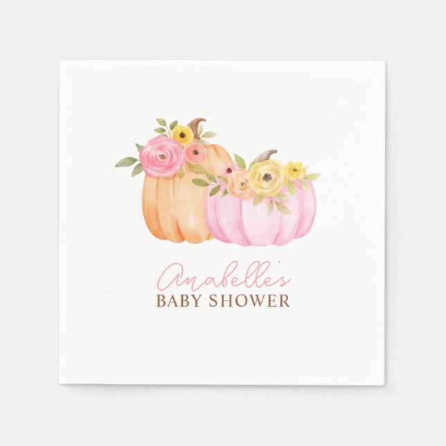 Serviette En Papier Petit Baby shower d'automne Citrouille Personnalis (Devant)