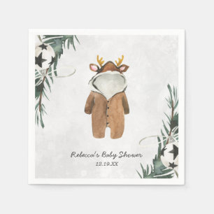 Serviette En Papier Petit Baby shower de Noël Reindeer Personnalisé
