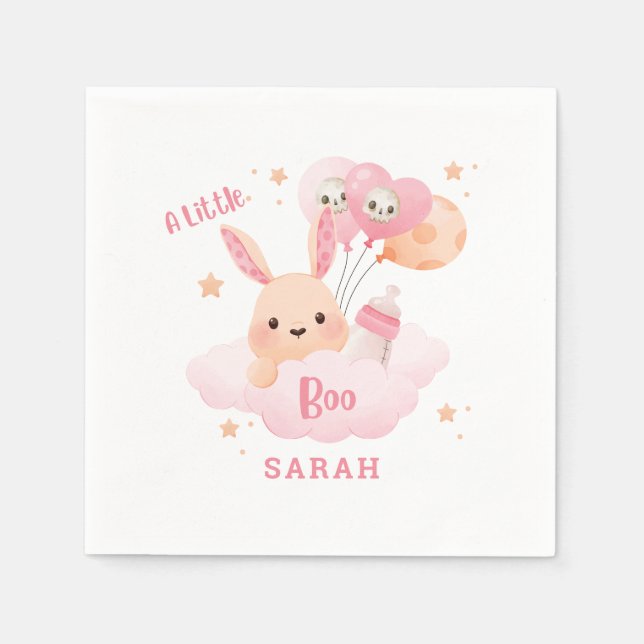 Serviette En Papier Petit Baby shower d'Halloween rose Boo (Devant)