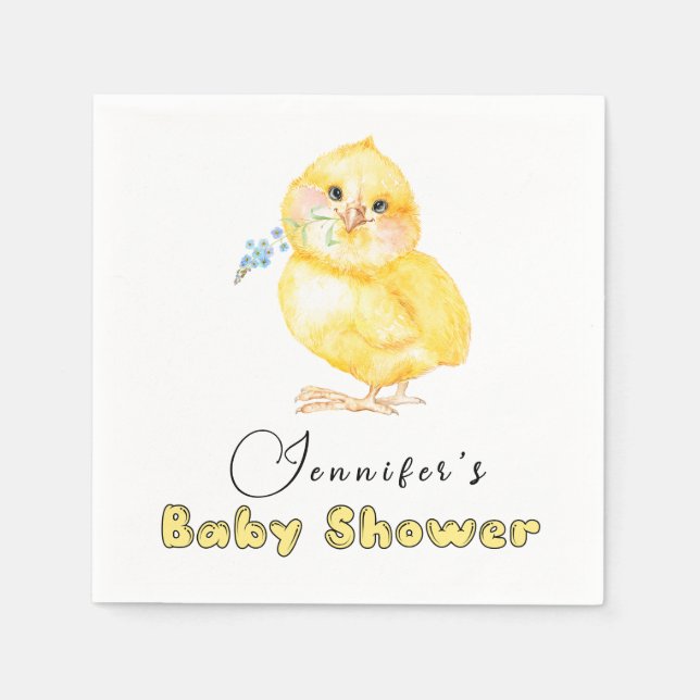 Serviette En Papier Petit Baby shower floral de poussette (Devant)