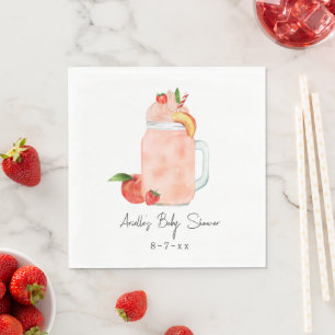 Serviette En Papier Petit Baby shower Fruit Smoothie Fille Peach