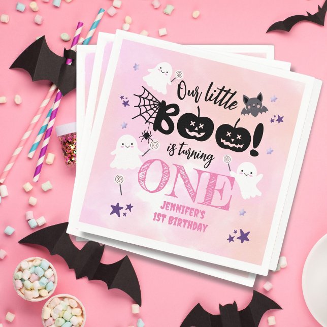 Serviette En Papier Petit Boo ! Fille rose mignonne Halloween 1er anni (Créateur téléchargé)