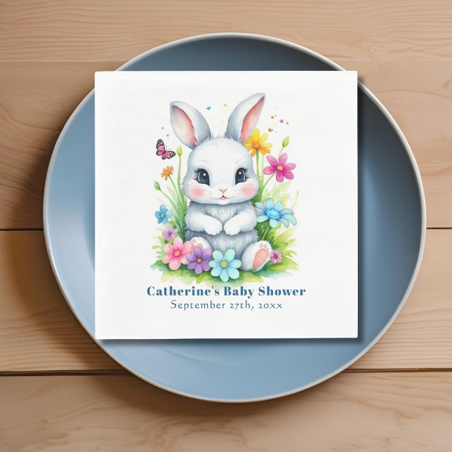 Serviette En Papier Petit Bunny Jardin Fleur sauvage Baby shower de Pâ (Créateur téléchargé)