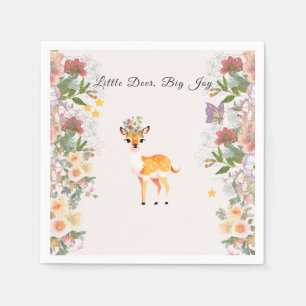 Serviette En Papier Petit cerf, Big Joy Fleur rose thème Baby shower