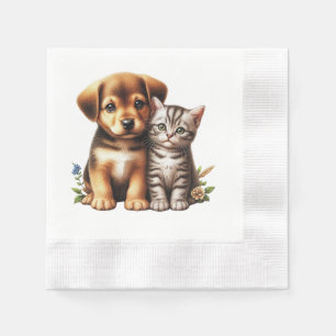 Serviette En Papier Petit chiot/chaton