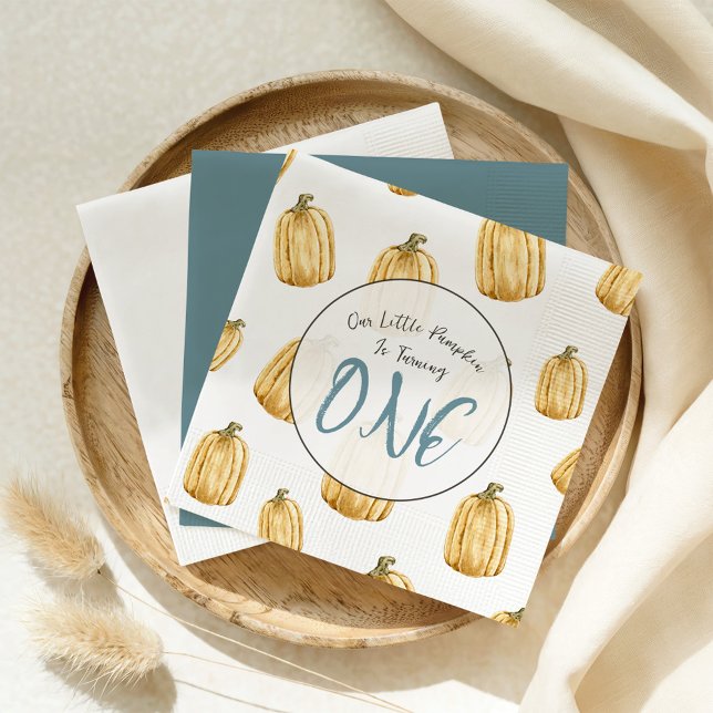 Serviette En Papier Petit Citrouille Automne Aquarelle Garçon Annivers (Créateur téléchargé)