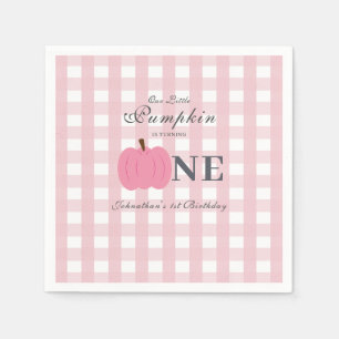 Serviette En Papier Petit Citrouille Automne Pastel Rose Premier Anniv