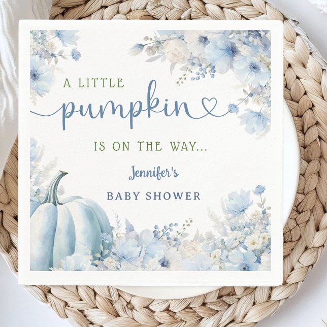 Serviette En Papier Petit Citrouille Boy Blue Automne Baby shower papi (Créateur téléchargé)