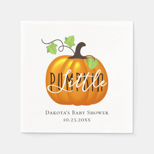 Serviette En Papier Petit Citrouille en chemin | Baby shower mignon (Devant)