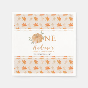 Serviette En Papier Petit Citrouille Feuilles d'automne automne 1er an
