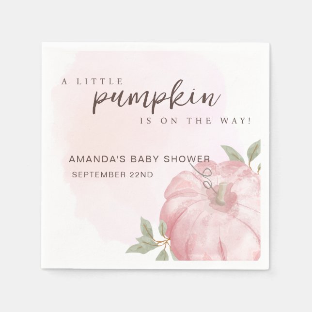Serviette En Papier Petit Citrouille rose Baby shower d'automne (Devant)