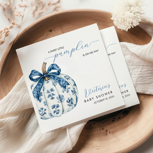 Serviette En Papier Petit Citrouille sur le chemin Boy Baby shower Blu (Créateur téléchargé)