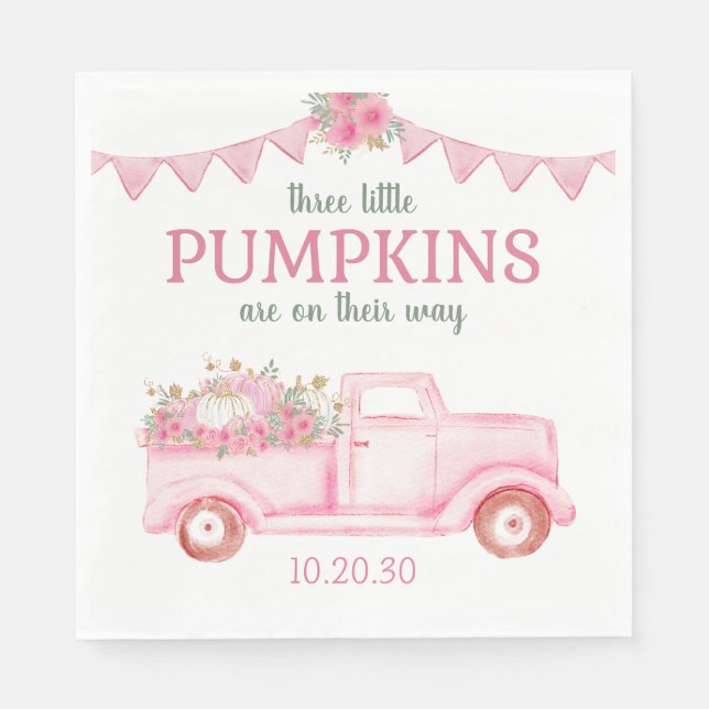 Serviette En Papier Petit Citrouille Triplet Girl Baby shower serviett (Devant)