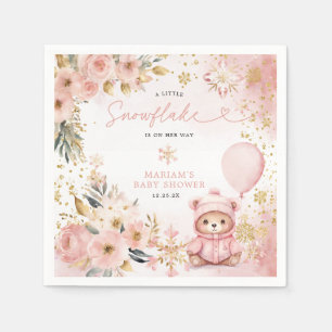 Serviette En Papier Petit Cœur Rose Fleurs Ours Baby Shower