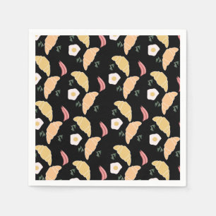 Serviette En Papier Petit-déjeuner Jambon et Cilantro Oeufs sur un Cro