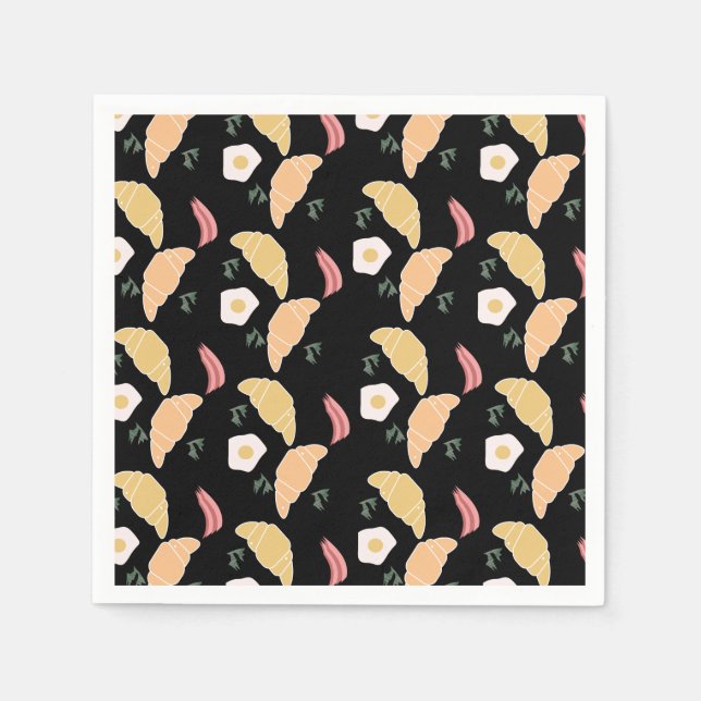 Serviette En Papier Petit-déjeuner Jambon et Cilantro Oeufs sur un Cro (Devant)