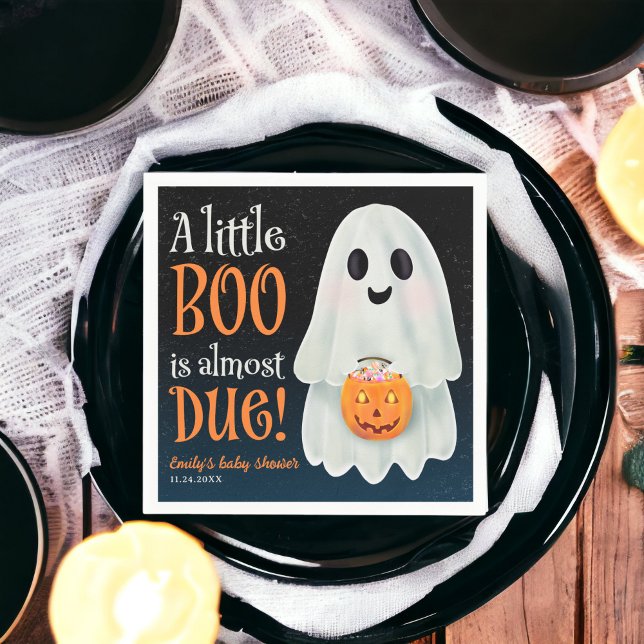Serviette En Papier Petit fantôme citrouille Halloween baby shower (Little boo ghost pumpkin Halloween baby shower Napkins)