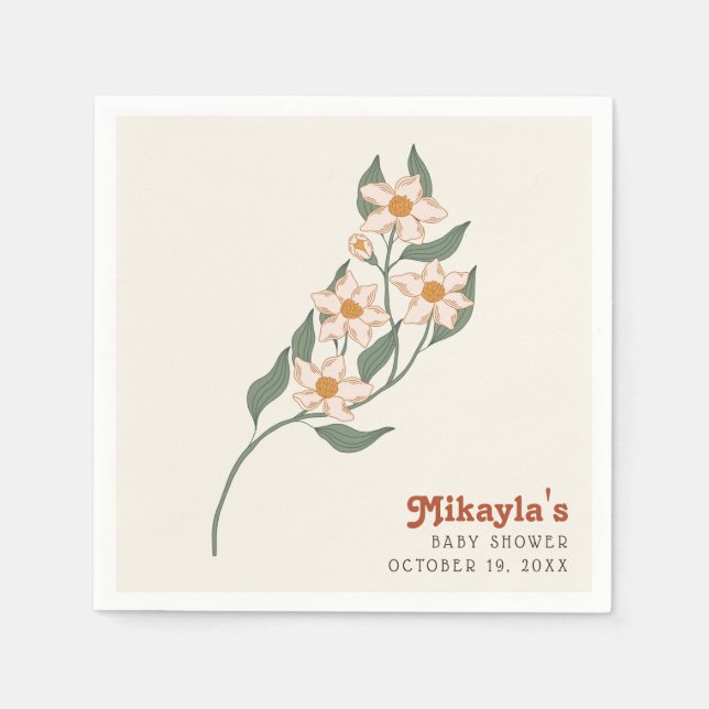 Serviette En Papier Petit Fleur sauvage Automne Rustique Boho Baby sho (Devant)