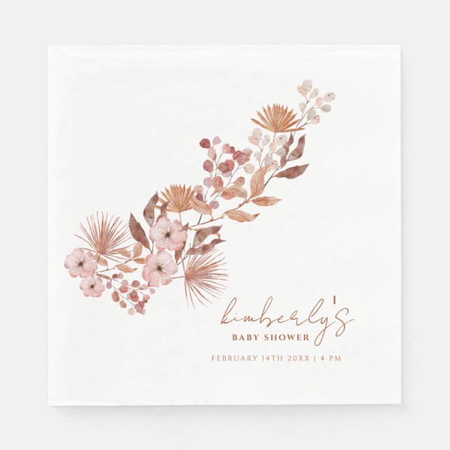 Serviette En Papier Petit Fleur sauvage Boho | Baby shower d'automne (Devant)