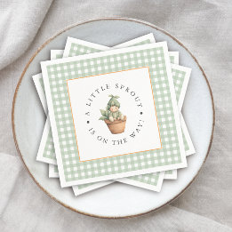 Serviette En Papier Petit germe sage vert gingham Baby Shower