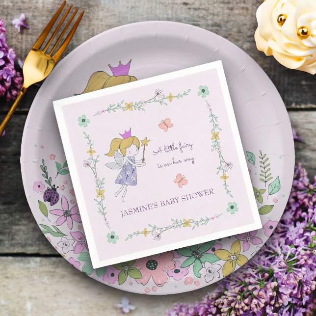 Serviette En Papier Petit Jardin Fleur Fée N'Importe Quelle Occasion L (Fairy napkins to personalize for any occasion)