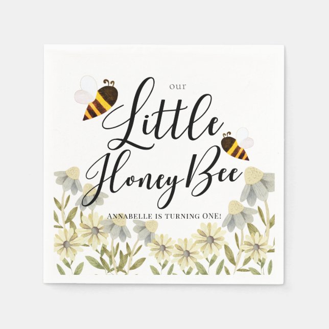 Serviette En Papier Petit Miel Bee Daisy Fille Anniversaire (Devant)