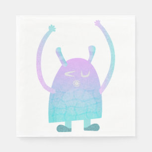 Serviette En Papier Petit Monstre Bleu Mignon