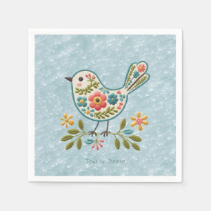 Serviette En Papier Petit Oiseau Floral Vert Feuille serviettes