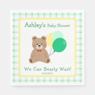 Serviette En Papier Petit Ours + Ballons Baby Shower Mixte