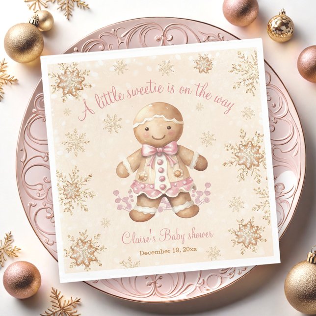 Serviette En Papier Petit pain d'épices Baby shower de Noël doux (Gingerbread Little Sweetie Christmas Baby Shower Napkins)
