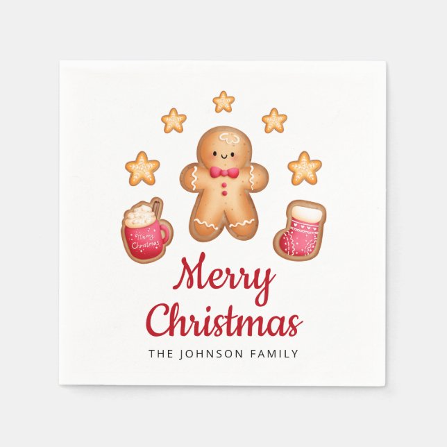 Serviette En Papier Petit pain d'épices homme Joyeux Noël (Devant)