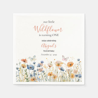 Serviette En Papier Petit Papillon Fleur Sauvage Prairie 1er Anniversa