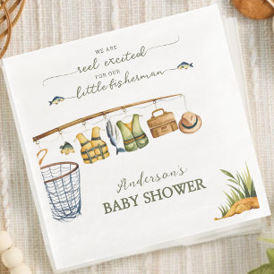 Serviette En Papier Petit pêcheur tout excité Fête prénatale bébé 