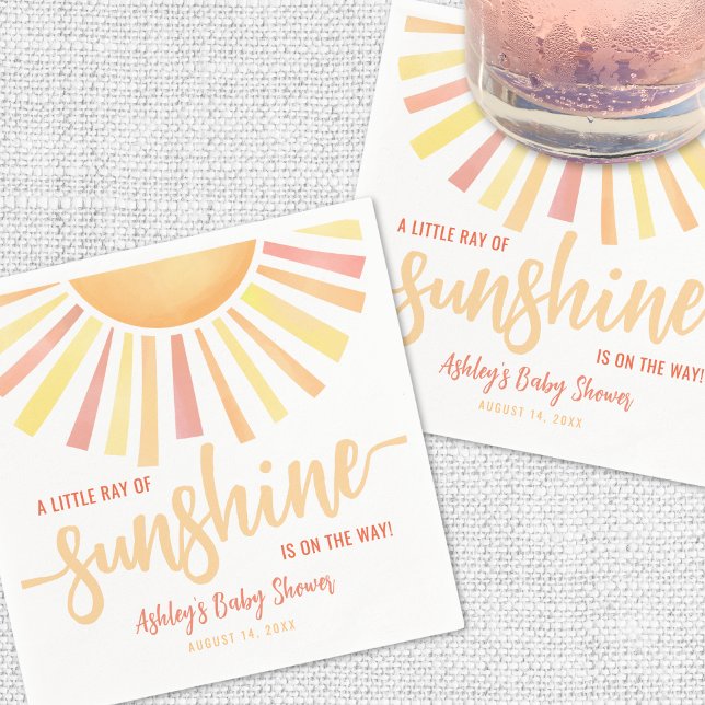 Serviette En Papier Petit Rayon De Baby shower Soleil (Little Ray Of Sunshine Baby Shower Napkins )