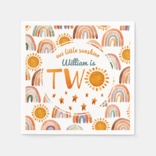 Serviette En Papier Petit soleil Nom 2e anniversaire garçon
