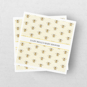 Serviette En Papier Petite Abeille en Route Fête Prénatale Bébé Jaune