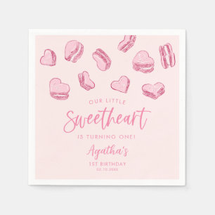 Serviette En Papier Petite amoureuse Coeurs roses fête d'anniversaire