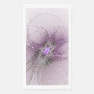 Serviette En Papier Petite Beauté Moderne Fleur d'Art Fractal Gris Mau