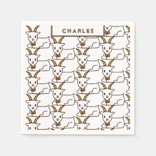 Serviette En Papier Petite chèvre blanche personnalisée