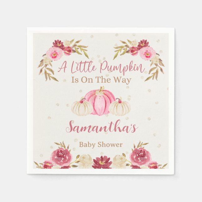 Serviette En Papier Petite Citrouille aquarelle Bourgogne Florale serv (Devant)