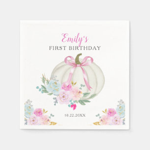 Serviette En Papier Petite Citrouille Bow Girls Premier anniversaire