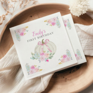 Serviette En Papier Petite Citrouille Bow Girls Premier anniversaire