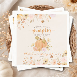 Serviette En Papier Petite Citrouille Florale Élégante de l'Automne en