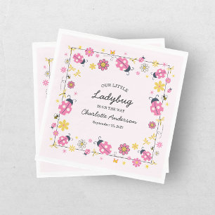 Serviette En Papier Petite coccinelle Fille rose Baby Shower