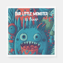 Petite fête d'anniversaire de monstre bleu rouge