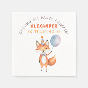 Serviette En Papier Petite fête d'anniversaire de Renard
