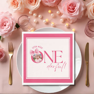 Serviette En Papier Petite fête fleurie de Bow rose Onedering annivers