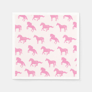 Serviette En Papier Petite fille Cheval Amant Parties scintillant rose