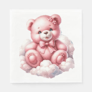 SERVIETTE EN PAPIER PETITE FILLE DE BÉBÉ ROSE PORTER SUR UN NUAGE