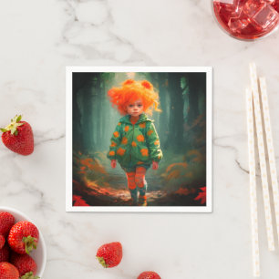 Serviette En Papier Petite fille Orange Haired